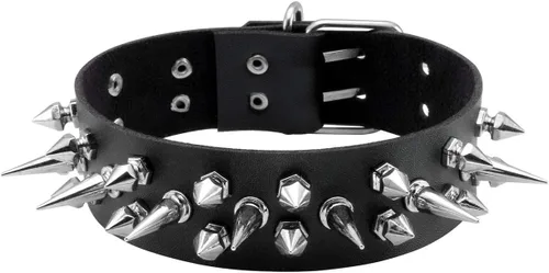 Manfnee - Collar de piel sintética con tachuelas, estilo gótico, estilo punk, color negro, para mujeres, vintage.