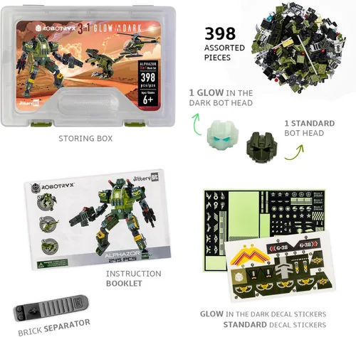 Miniatura 5 de JITTERYGIT Conjunto de juguetes de regalo con mech de robot del ejército, helicóptero militar creativo STEM, kit de bloques de construcción