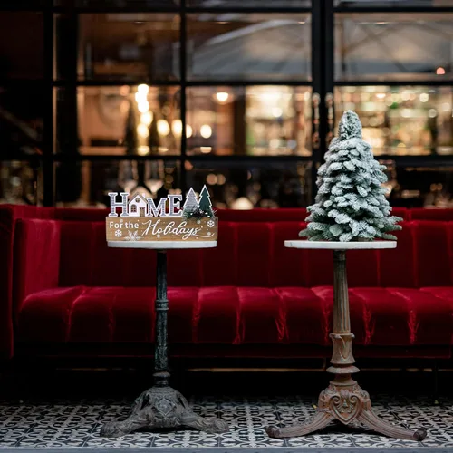 Miniatura 6 de Bloques de señalización navideña de madera, decoración de mesa con cita para el hogar, señal de bloque de centro de mesa de Navidad con copo