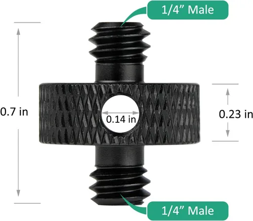 Miniatura 4 de Adaptador de tornillo de trípode de 1/4 macho a 1/4 macho con agujero 1/4 tornillo soporte de cámara para cámara, trípode, soporte de micrófono