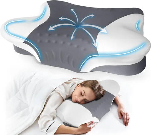 Almohada cervical para el cuello para dormir de lado, almohadas de espuma viscoelástica, soporte ergonómico para el cuello para aliviar el dolor,