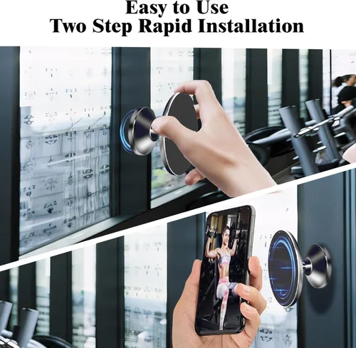Miniatura 3 de Soporte magnético de doble cara para teléfono, ajustable en 360° para gimnasio y carritos de golf, imán fuerte, captura videos manos libres durante