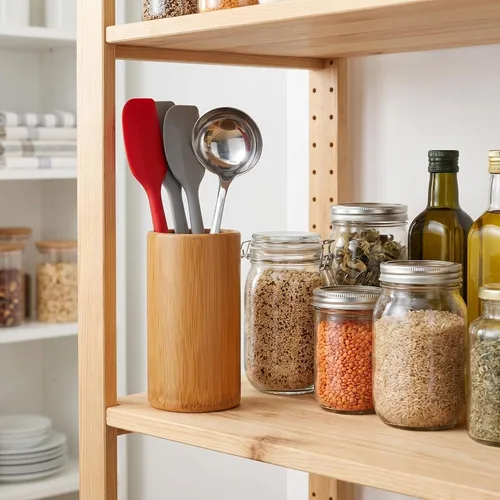 Miniatura 7 de Cabilock Utensilios de cocina Contenedor Cuchara Tenedor Soporte de palillos de bambú Soporte de palillos Organizador de palillos Barril