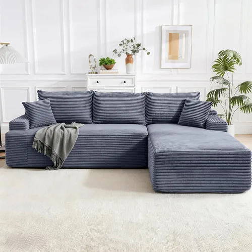 Miniatura 29 de Sofá modular Cloud de 108 pulgadas, moderno sofá deshuesado con otomana móvil, sofá modular de asiento profundo, sofás esquineros de pana para sala