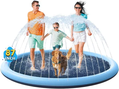 VISTOP Almohadilla Antisalpicaduras Antideslizante para Niños y Perros, Piscina de Aspersores Engrosada Juguetes Acuáticos de Verano al Aire Libre -