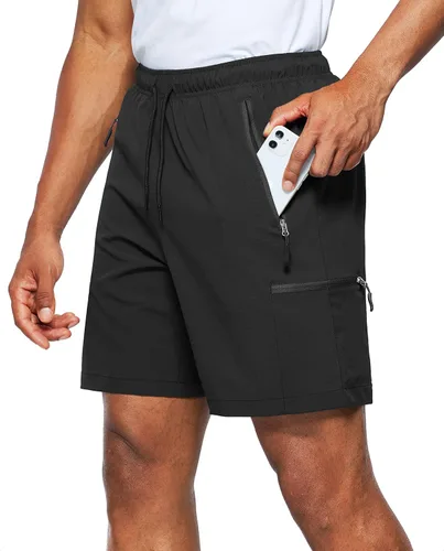 Viodia Pantalones cortos de senderismo para hombre, elásticos, de secado rápido, ligeros, para hombre, pantalones cortos deportivos de pesca con