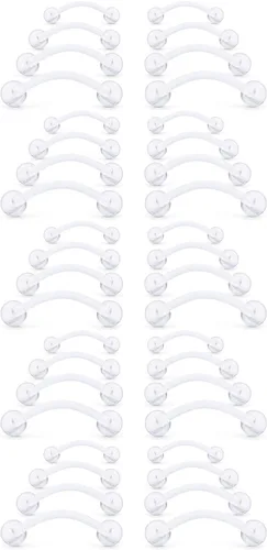 Miniatura 4 de Ruifan - Aretes de acrílico transparente para piercing, curvos, tipo mancuerna, para lengua con ojos de serpiente, 10 piezas, calibre 14