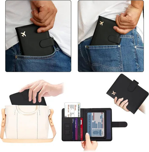 Miniatura 7 de Melsbrinna - Funda para pasaporte, ranuras para tarjetas, bonita funda para pasaporte para mujeres/hombres, resistente al agua con bloqueo RFID