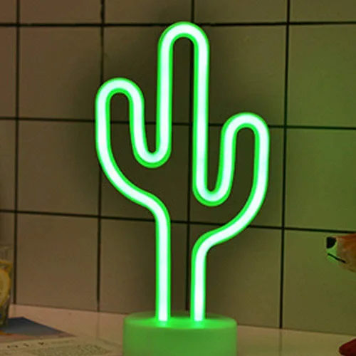 Miniatura 2 de LINJIA Letrero de neón, luz nocturna LED con base USB/batería, luces de neón de cactus con base, para decoración de dormitorio, sala de juegos, bar