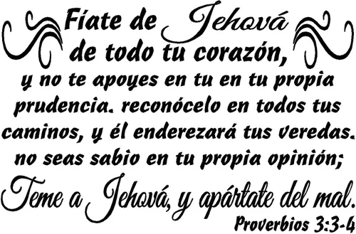 byyoursidedecal Adhesivos de pared españoles Trust decorativo para pared Jehová, y apártate del mal Proverbios 3:3-4 Despegar y pegar Mensajes