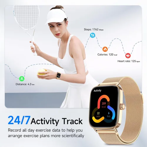 Miniatura 6 de Reloj inteligente para hombres y mujeres, 1.85" HD, reloj inteligente compatible con iPhone/Samsung/Android (responder/hacer llamadas), más de 100