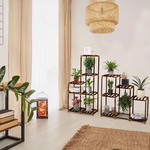 Miniatura 7 de XXXFLOWER Soporte para plantas para interiores y exteriores, estante de madera de 13 niveles para múltiples plantas, estante grande para plantas