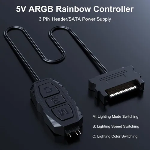 Miniatura 4 de DS Mini ARGB Kit de controlador de ventiladores de PC con función de juego uno a uno para ventiladores RGB de carcasa de computadora, disipador