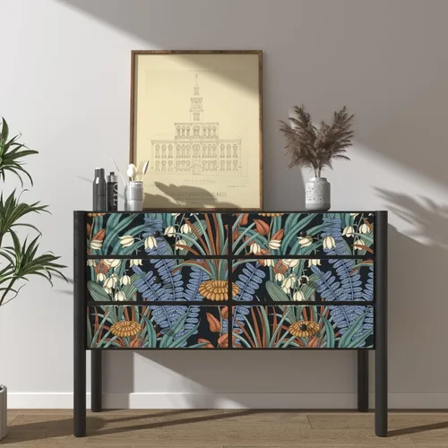 Miniatura 2 de Papel tapiz bohemio floral para despegar y pegar, papel de contacto con hojas tropicales, papel de pared de flores botánicas vintage, mural de pared