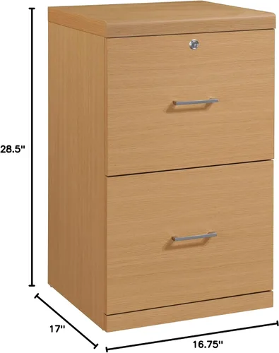 Miniatura 11 de OSP Home Furnishings Alpine Archivador de 2 cajones con cajón superior de bloqueo y sistema de fijación de bloqueo, vertical, natural