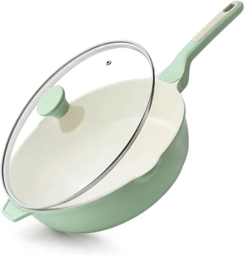 Miniatura 24 de SENSARTE Sartén Antiadherente, Sartén Profunda para Freír de 10/11/12 pulgadas, Sartén para Saltear con Tapa, Mango que se Mantiene Frío, Batería