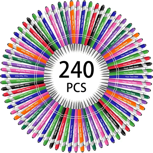 Miniatura 106 de Hasta 500 bolígrafos personalizados a granel, bolígrafo grabado personalizado con punta de lápiz capacitivo, carcasa multicolor retráctil, bolígrafo