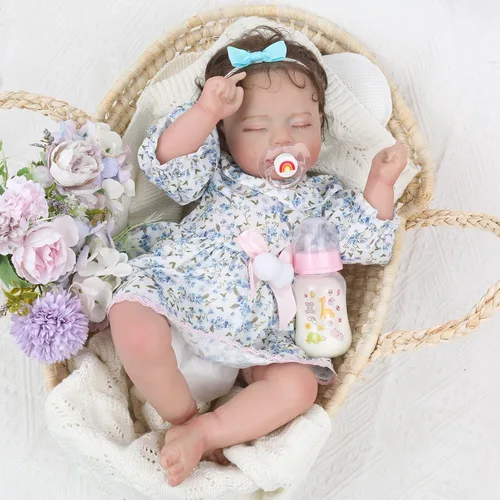 Miniatura 4 de KSBD Muñecas realistas de bebé recién nacido, niña de 20 pulgadas durmiendo recién nacida con cuerpo suave y pesado, regalo de Navidad y cumpleaños