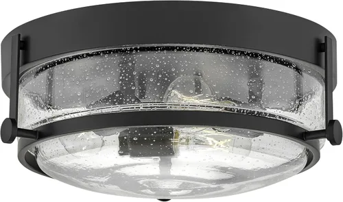 Miniatura 11 de Hinkley Harper 3640CM-CS - Lámpara de techo pequeña empotrada, diseño retro, anillo de metal prominente, pomos decorativos, cromo + vidrio semillero
