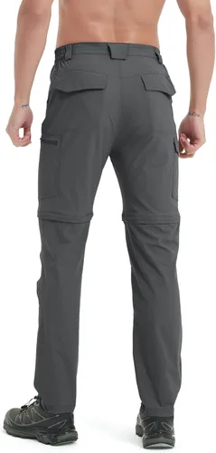 Miniatura 7 de Pantalones de senderismo para hombre, convertibles, con cremallera, ligeros, impermeables, de secado rápido, pesca al aire libre, viajes, safari