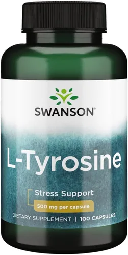 Swanson L-tirosina - Suplemento de aminoácidos que promueve el apoyo al estrés, la función cognitiva y la claridad mental. Ayuda a apoyar la salud
