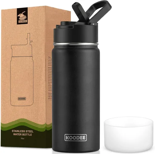 Miniatura 28 de koodee Insulated Water Bottle, 32 oz Stainless Steel Double Wall Vacuum Wide Mouth Sport Bottle with Leakproof Spout Lid (Navy)