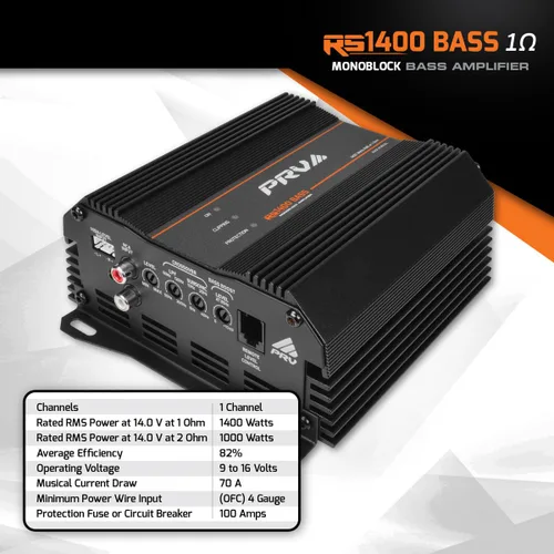 Miniatura 5 de PRV Audio Amplificador de subwoofer monobloque clase D de 1400 vatios RS1400 BASS 1 ohmio - 12 voltios amplificador para automóvil, crossover
