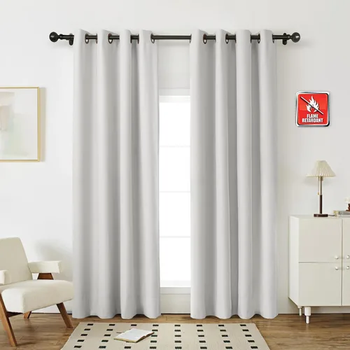 Miniatura 15 de Fcosie Cortinas opacas ignífugas para oscurecer la habitación, 72 pulgadas de ancho por 102 pulgadas de largo, cortina opaca resistente al fuego