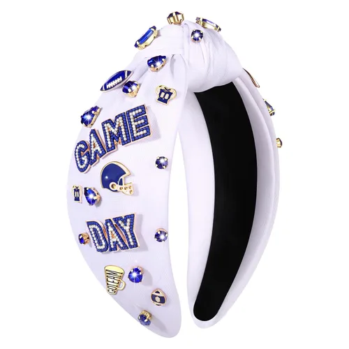 Miniatura 14 de Diadema de fútbol para mujer, accesorios de fútbol con cuentas de diamantes de imitación, diadema anudada con cristales adornados para el día