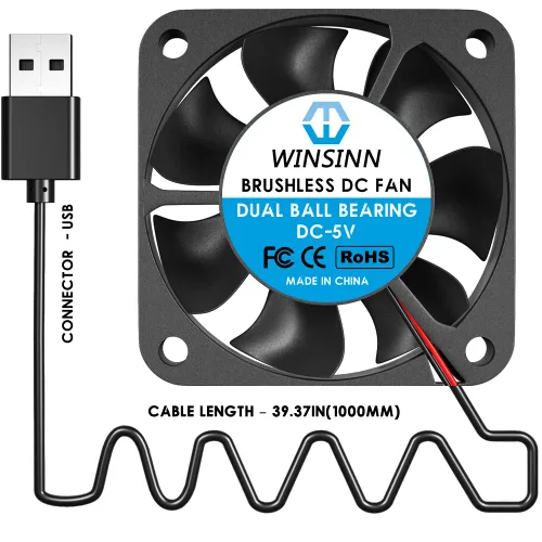 Miniatura 4 de WINSINN Ventilador USB de 1.575 in y 5 V – Rodamiento de bolas dual de 5000 RPM Reemplazo del ventilador de refrigeración para PC/CCTV/Banco