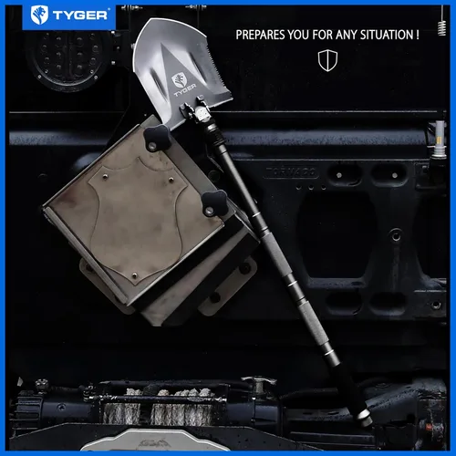 Miniatura 8 de Tyger Auto - Pala plegable militar de supervivencia de alta resistencia TG-SV8U3217, multiherramienta compacta de 16 en 1, pala de campamento