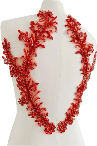 Miniatura 9 de Parches de encaje de piedras brillantes hechos a mano para coser a mano con cuentas y apliques para vestidos, accesorios DIY (AB claro)
