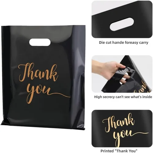 Miniatura 2 de KUPOO 100 bolsas de mercancía de agradecimiento, bolsas de compras de 12 x 15 pulgadas con asa, bolsas de compras para pequeñas empresas, regalos