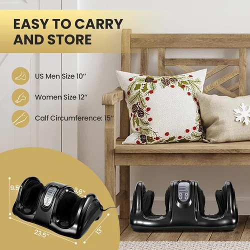 Miniatura 7 de WELLHUT Máquina masajeadora de pies Shiatsu, masajeador de pies y pantorrillas para tobillo, brazo de pierna de pantorrilla, rodillo de amasado Negro