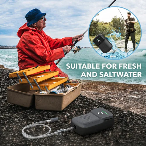 Miniatura 5 de Skywin Portable Aerator for Fish,USB Rechargeable Live Bait Aerator 18–32H Battery, Keeps Bait Alive Anywhere, Quiet Aquarium Water Pump for negro