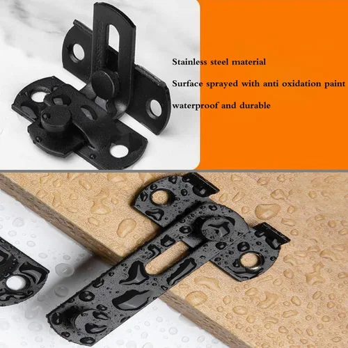 Miniatura 5 de Cerraduras de cerradura de puerta de granero abatibles – Cerradura de 90 grados para mayor seguridad en tu hogar, adecuado para baño, garaje