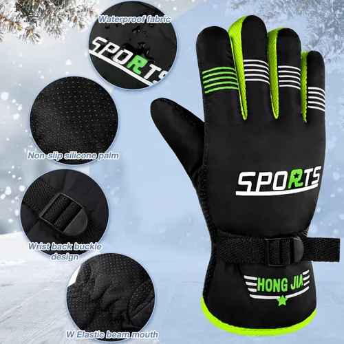 Miniatura 5 de Bencailor 4 pares de guantes de esquí para hombres, mujeres y niños, guantes de nieve resistentes al viento, guantes de invierno cálidos