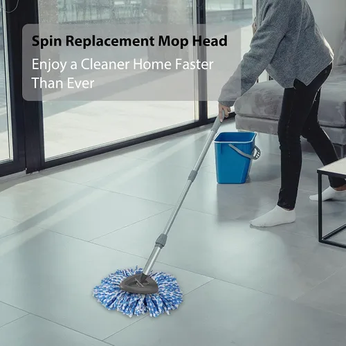 Miniatura 8 de Cabezal de repuesto para trapeador giratorio, paquete de 4 repuestos de fregona RinseClean compatibles con mopa giratoria O-Cedar, mopa de Azul