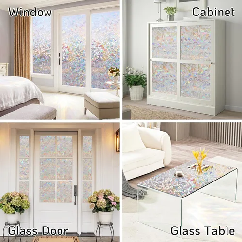 Miniatura 9 de LUTE - Película de privacidad para ventana, película de arco iris, adhesivo estático de vidrio manchado 3D decorativo, adhesivos de vidrio