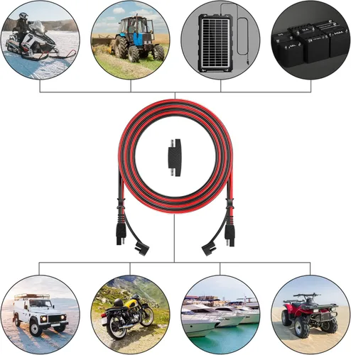Miniatura 6 de OYMSAE Cable de extensión SAE, cable de desconexión rápida SAE de 6 pies 16 AWG a SAE, cable conector de extensión SAE para motor de arrastre