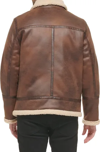 Miniatura 4 de Calvin Klein Faux Leather Men-Bomber Jacket with Shearling Lining