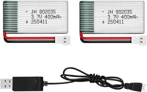 Miniatura 9 de HAWK'S WORK 2 baterías Lipo de 3.7 V, batería recargable de polímero de litio de 400 mAh para helicóptero RC Avión Drone todos los modelos