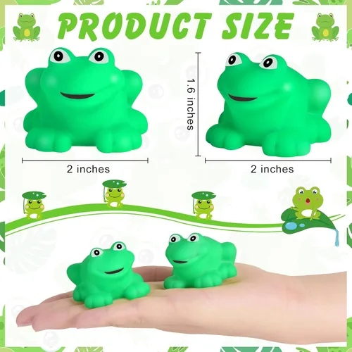 Miniatura 2 de Mototo 60 piezas de ranas chirriantes pequeñas ranas chirriantes flotan juguete de baño verde ducha natación bañera juguete relleno huevos de Pascua