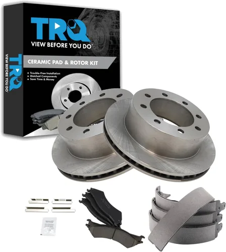 Miniatura 85 de TRQ Kit de pastillas de freno y rotor Posi trasero premium con zapatas de estacionamiento para camión GM SUV