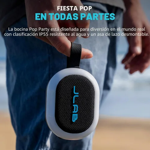 Miniatura 6 de JLab, Partido pop, altavoz Bluetooth portátil, impermeable IP55, LED RGB personalizable, negro