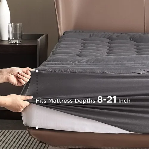 Miniatura 33 de Bedsure Protector de colchón beige individual XL – Cubrecolchón suave para dormitorio universitario, protector de cama individual extra largo