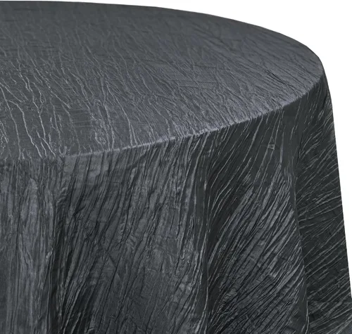 Miniatura 2 de Your Chair Covers - Mantel redondo de tafetán arrugado de 120 pulgadas - Mantel negro brillante para mesa de comedor para bodas, fiestas
