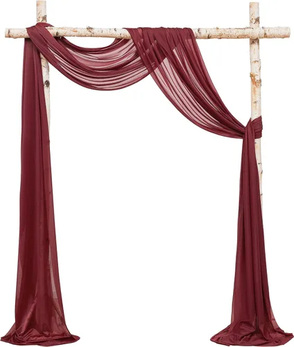 Miniatura 11 de Floroom Tela drapeada de arco de boda, 2 paneles de 19 pies, cortinas de tela de gasa blanca, decoración de ceremonia de boda, recepción Blanco