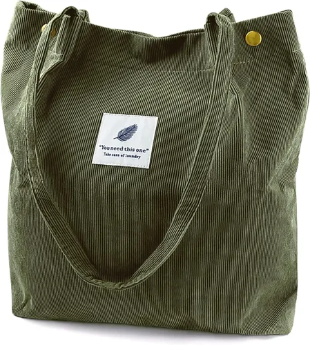 Miniatura 85 de Ayieyill - Bolsa de pana para mujer y niña, con correa de lona para colgar al hombro, bolsa con bolsillo