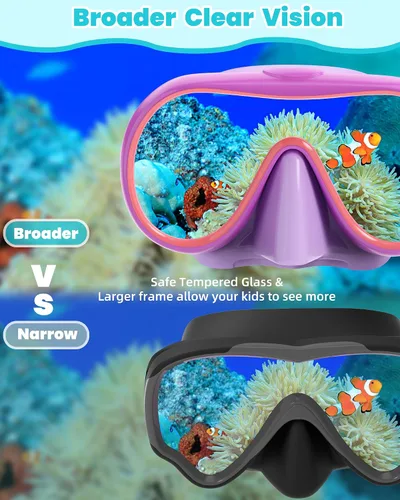 Miniatura 3 de Seago Paquete de 2 gafas de natación con cubierta nasal, gafas de natación para niños de 6 a 14 años, niñas, niños, jóvenes, gafas de natación